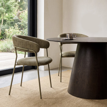 Celesty - Lot de 2 fauteuils de table en tissu pieds métal
