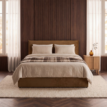 Cama -  Lit coffre en tissu 140x190cm