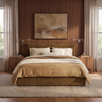 Cama -  Lit coffre en tissu 180x200cm