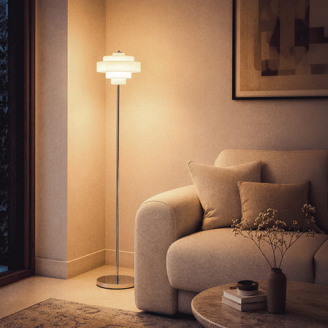 Ella - Lampadaire en métal finition brillant H150cm