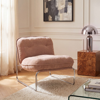 Basil - Fauteuil en tissu pieds chrome