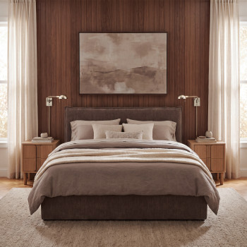 Cama -  Lit coffre en tissu 160x200cm
