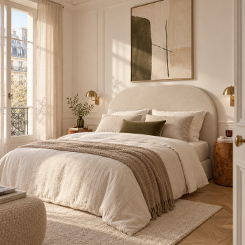 Wayne - Tête de lit compressée en tissu demi-lune L 160 cm