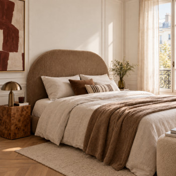 Wayne - Tête de lit compressée en tissu demi-lune L 160 cm