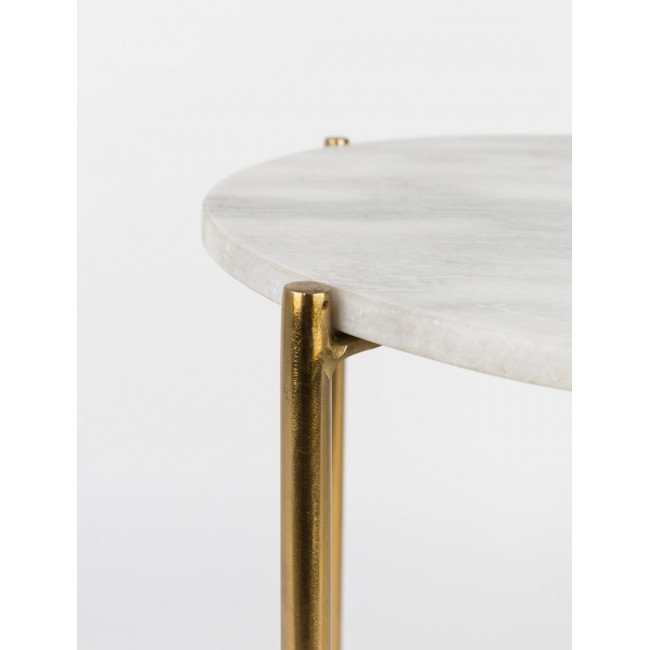 Table d'appoint marbre et laiton Timpa - Blanc craie