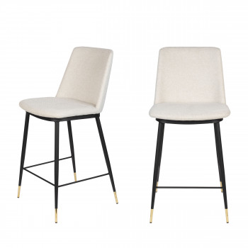 Lionel - 2 tabourets de bar en tissu et métal 65cm