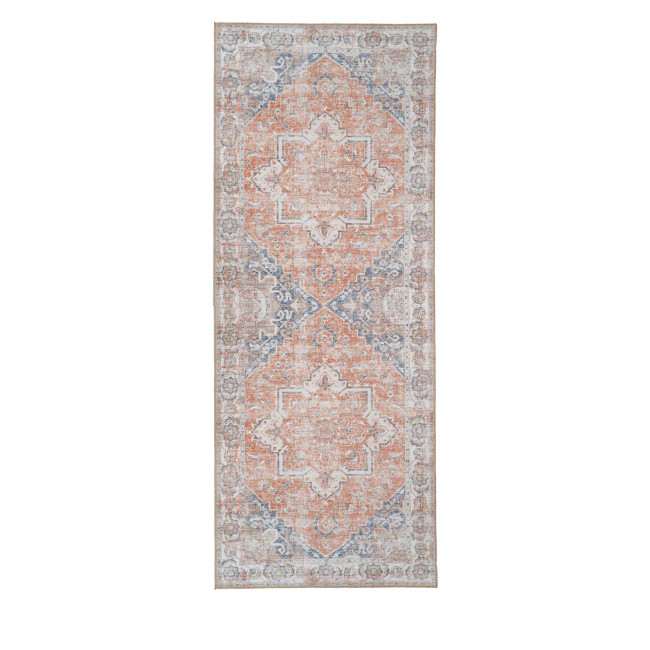Havana – Tapis vintage en chenille orange et bleu