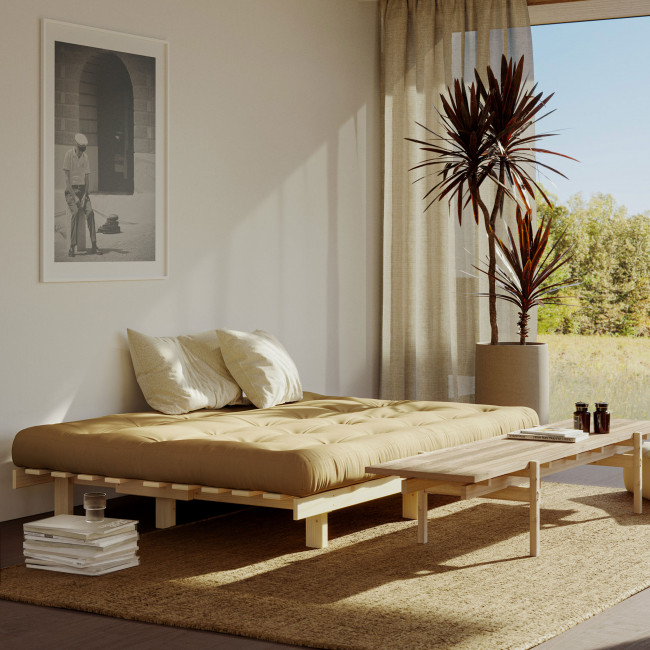 Lean – Canapé convertible en bois naturel et tissu