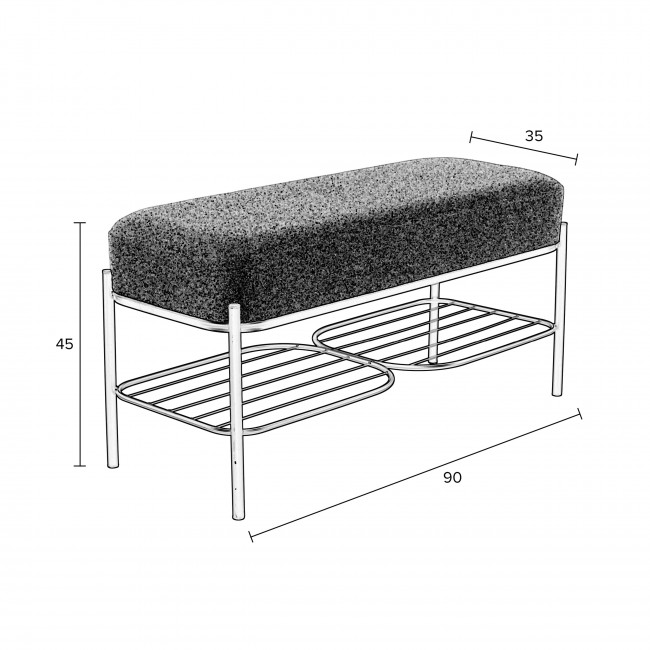 Milou - Banc en tissu et métal